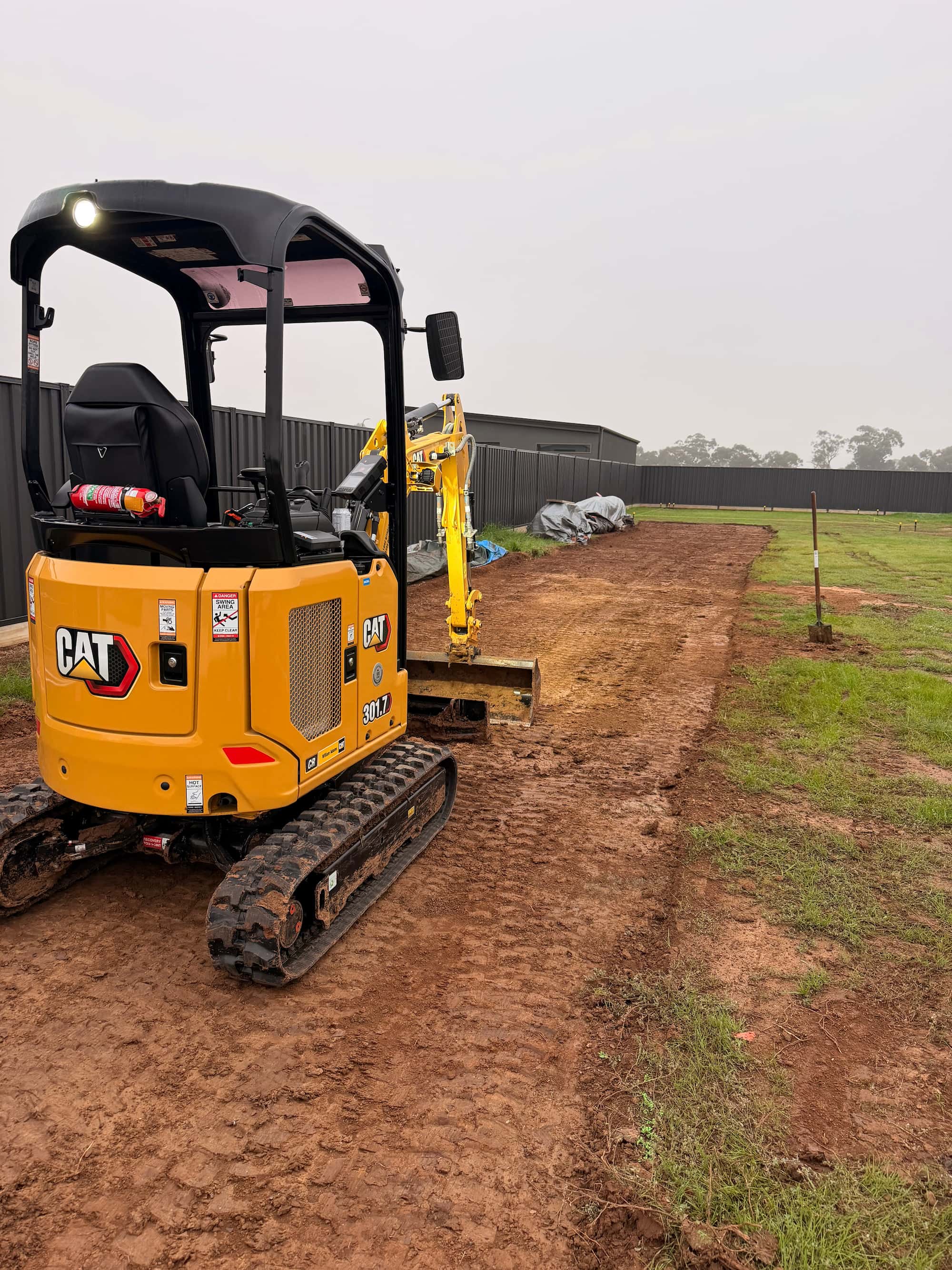 Excavation works on a landscaping site near Echuca by KO. Landscapes